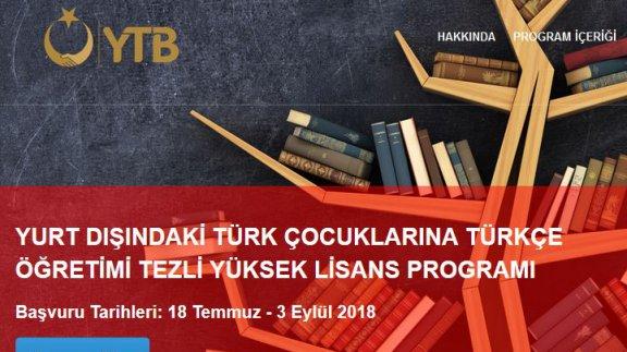 YTB´nin Yurt Dışındaki Türk Çocuklarına Türkçe Öğretimi Yüksek Lisans Programı Kayıtları Başladı